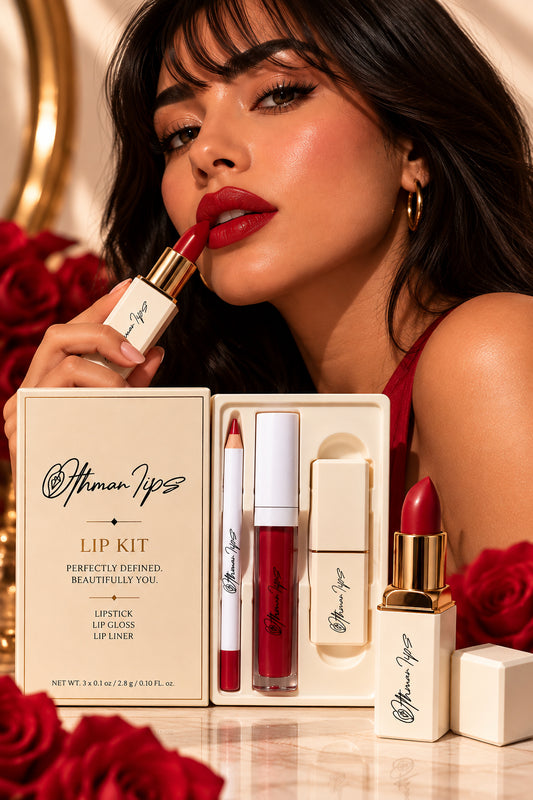 3-Piece Lip Kit – Semi-Matte Lipstick, Lip Gloss & Lip Liner